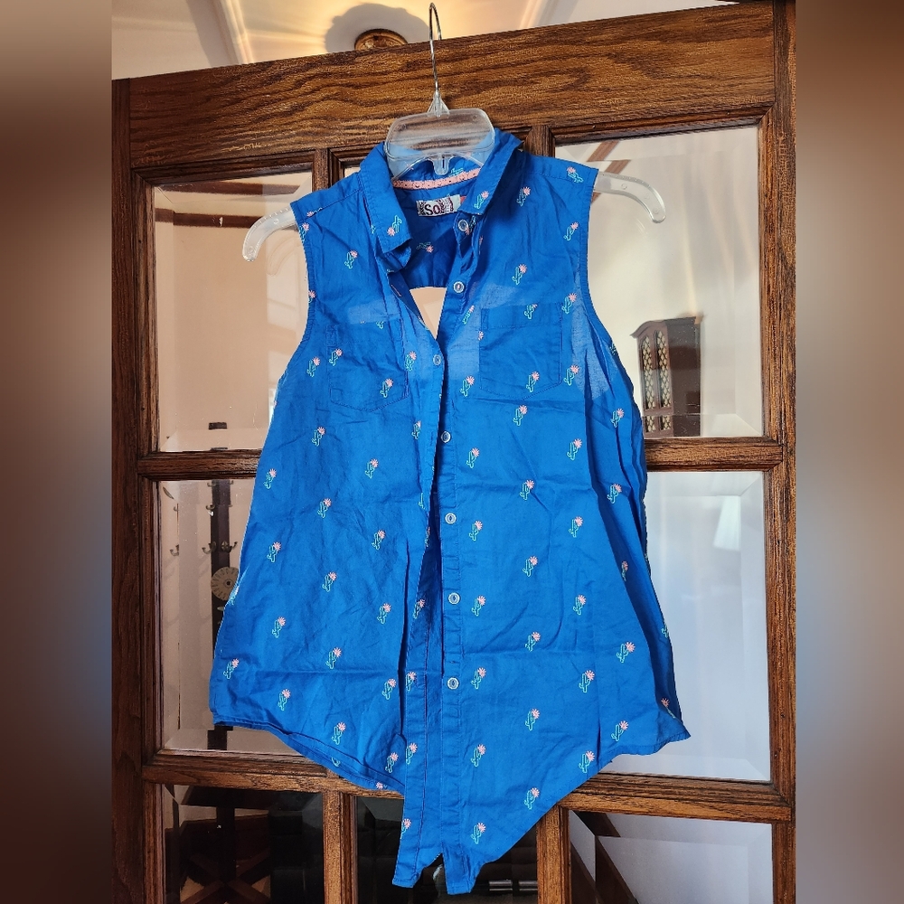 🏖Blue Sleeveless Kids Shirt